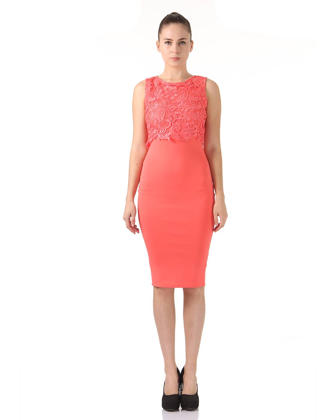 Ax Paris Women Party Orange Bodycon Dress